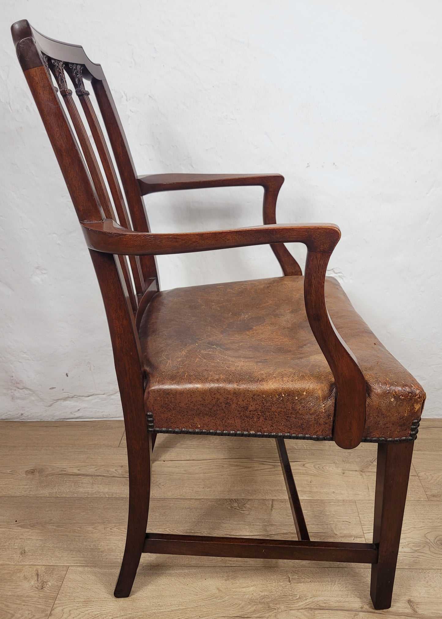 Victorian Armchair Carved Leather 19thC Mahogany English Delivery Available