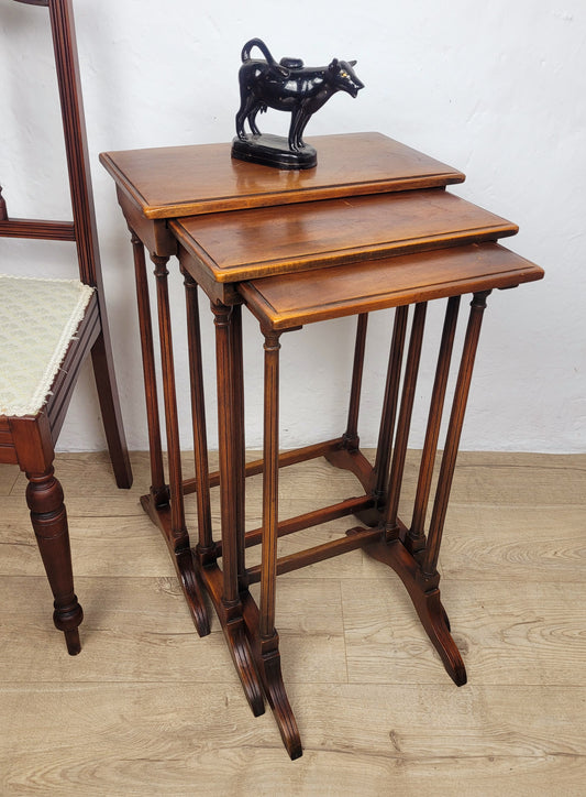 Nest Of Three Tables Victorian Mahogany Antique Postage Available