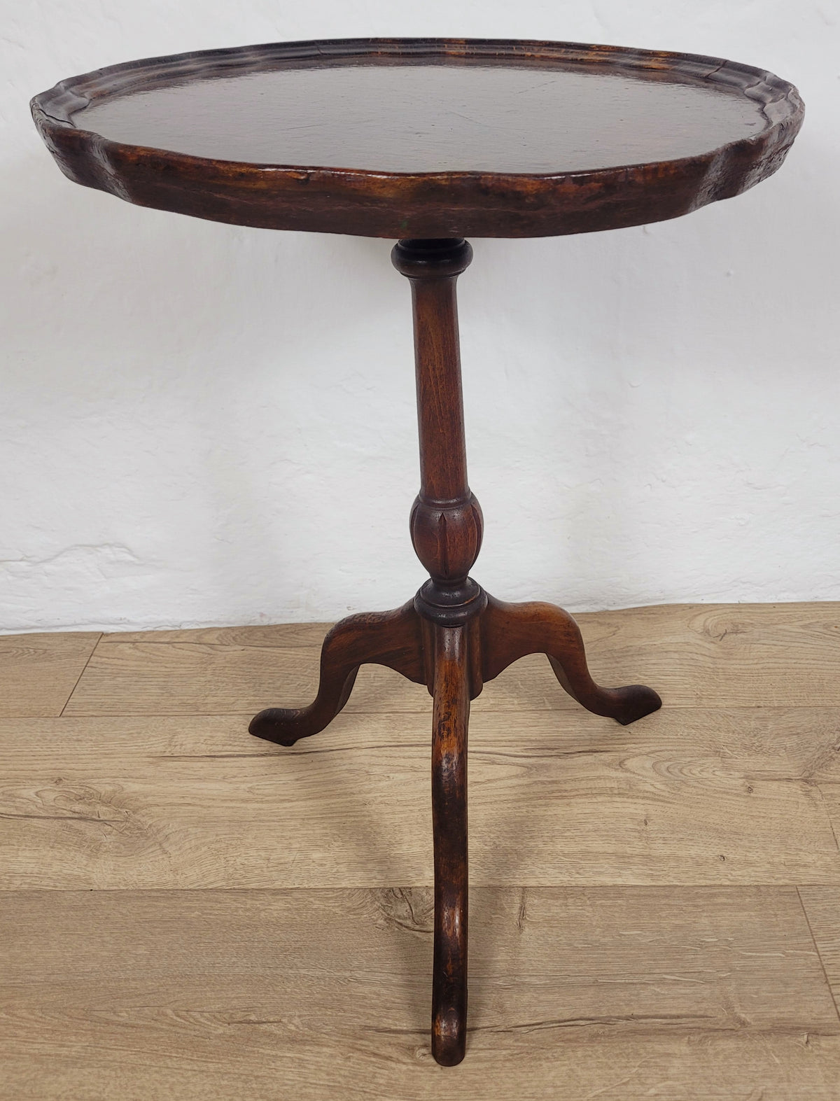 Victorian Wine Tripod Table Walnut Piecrust Scalloped Edge Postage Available