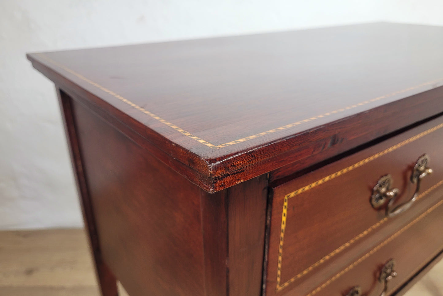 Vintage Two Drawer Chest Side Table Edwardian Style Inlaid Delivery Available