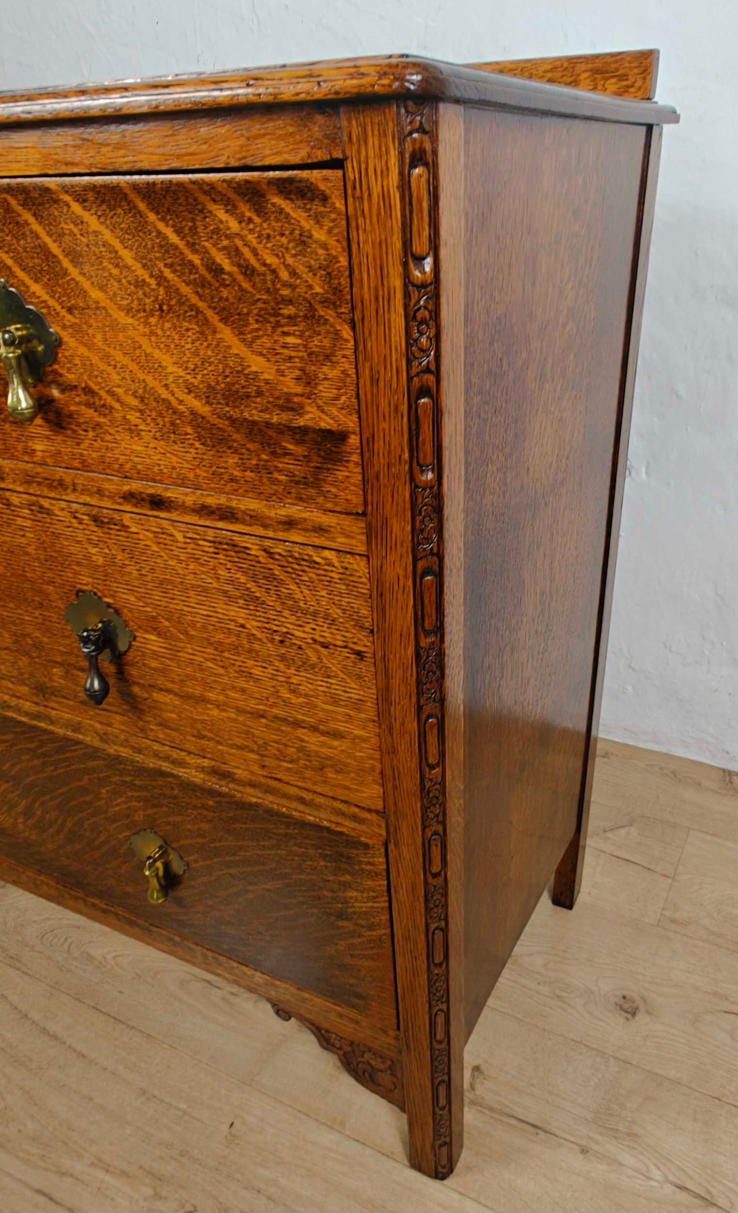 Vintage Chest Of Drawers Oak Carved Vintage 20th-Century Delivery Available