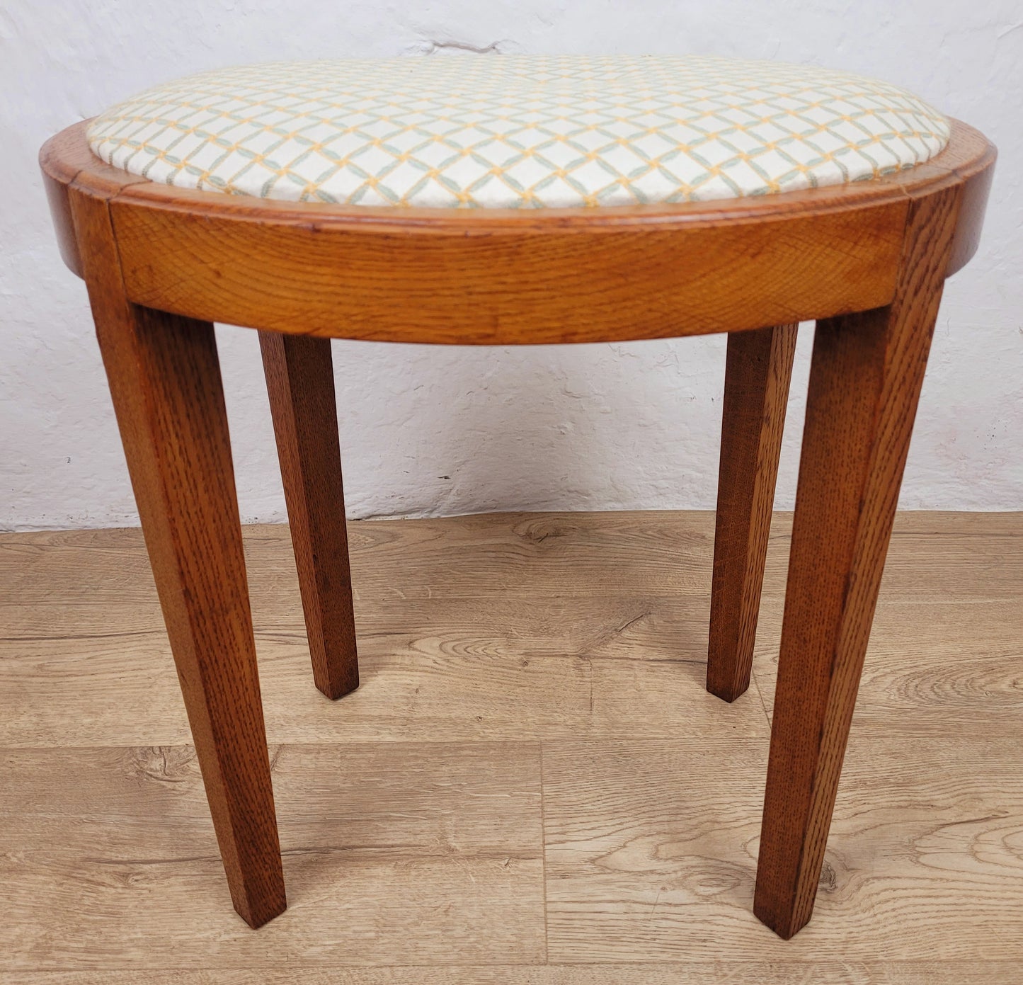 Oak Oval Pale Stool Upholstered Antique Postage Available