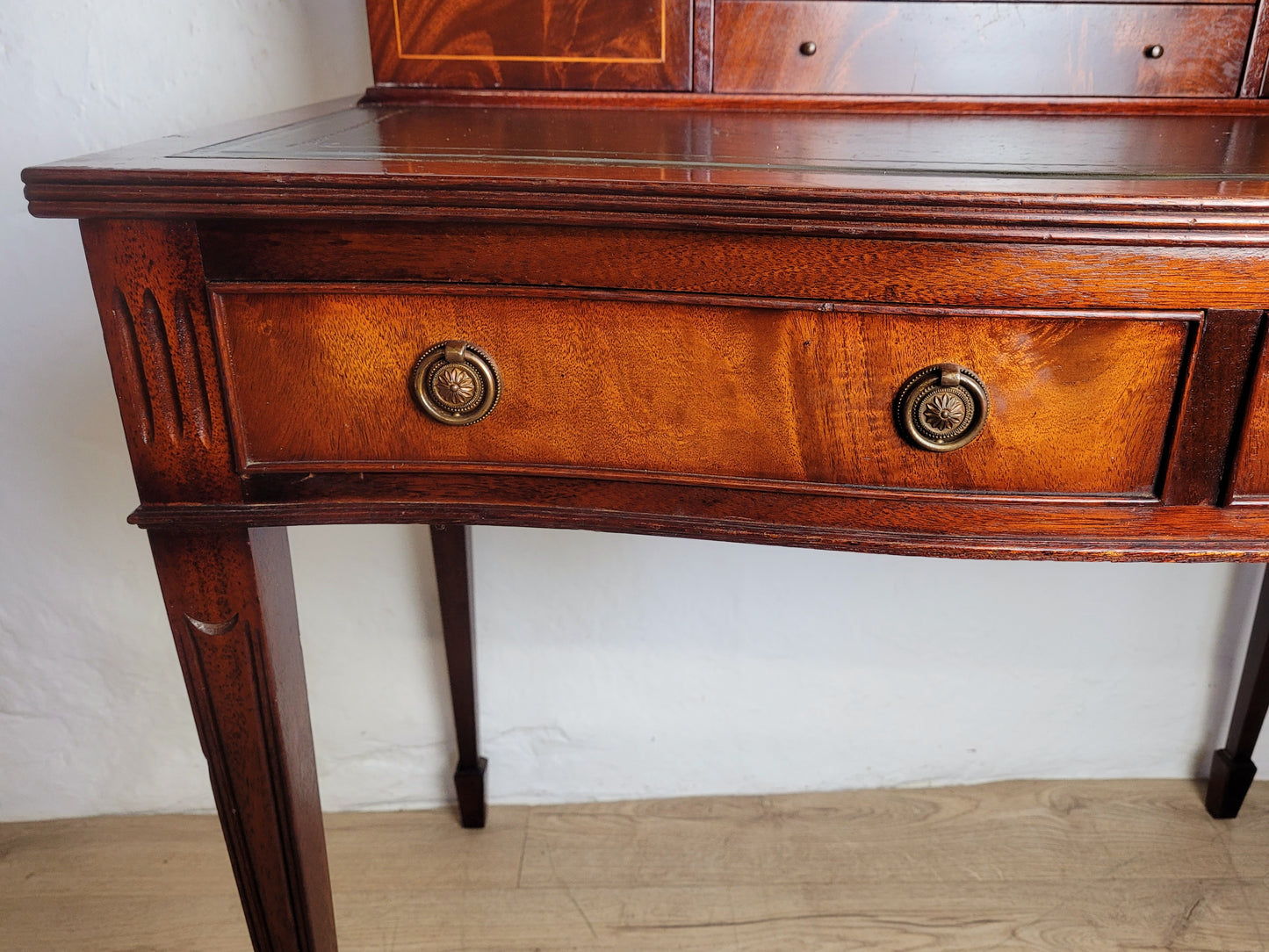 Vintage Ladies Writing Desk Bow Front Sheraton Style 1950s Delivery Available