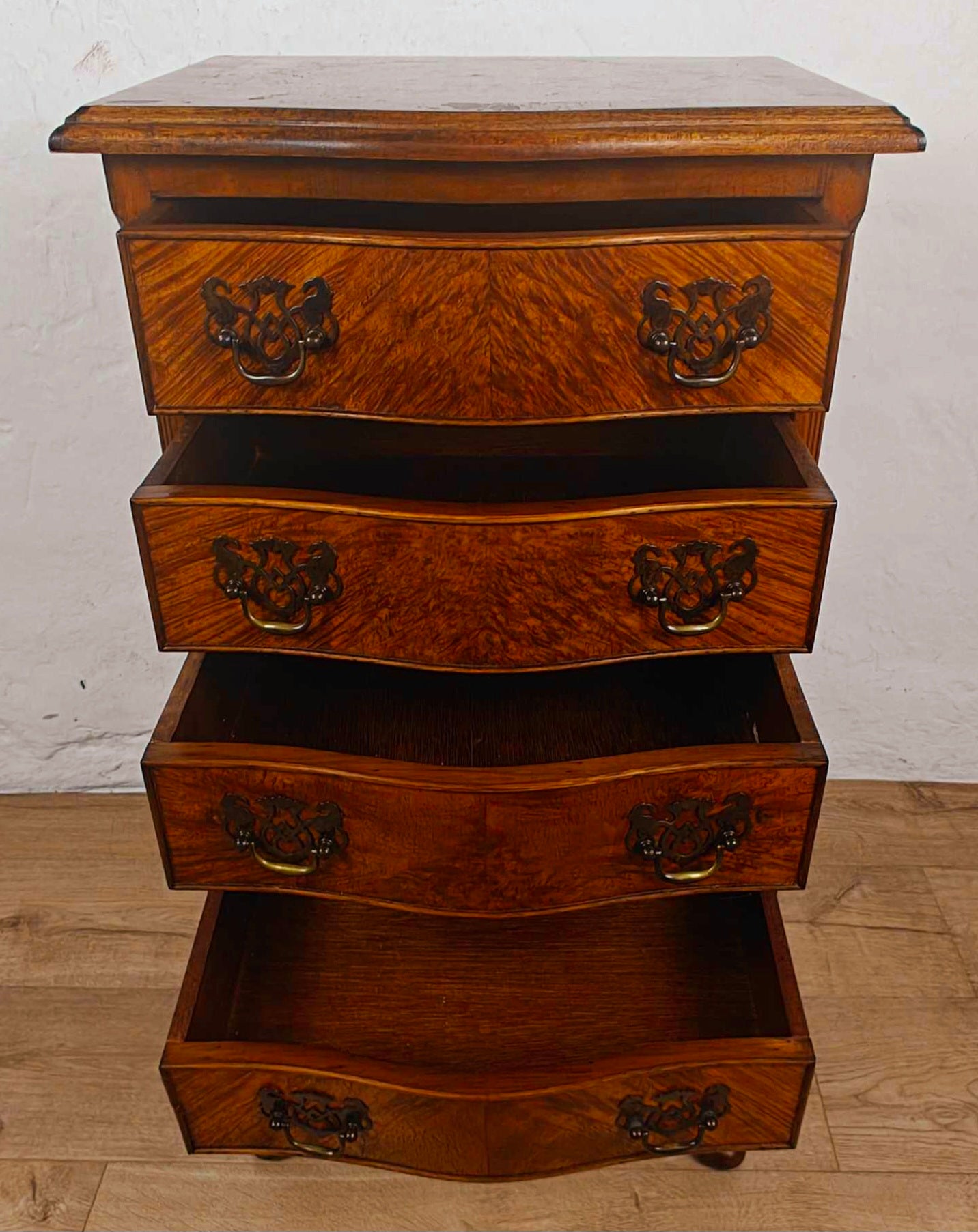 Walnut Chest of Drawers Cabriole Legs Shell Serpentine 1930s Postage Available