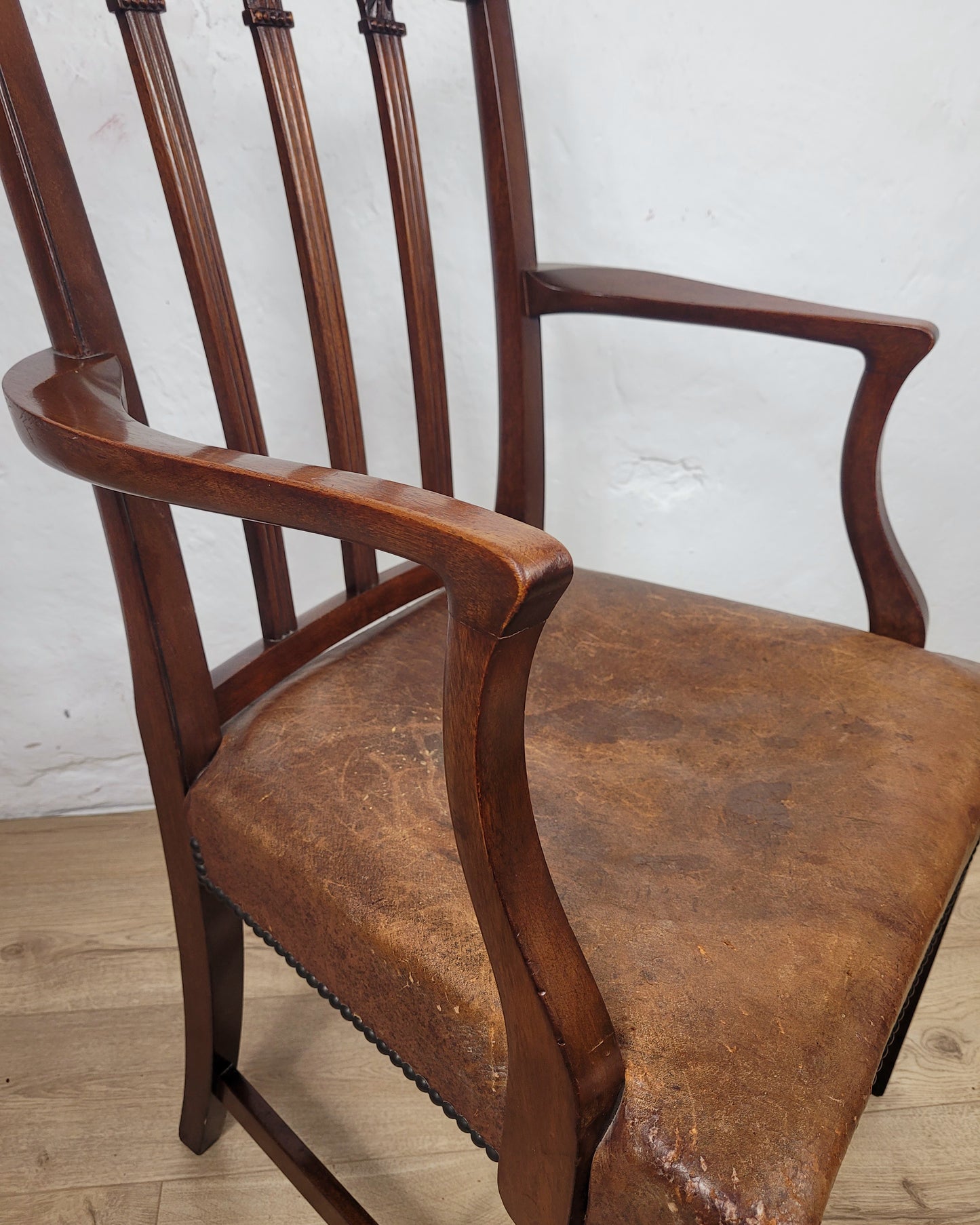 Victorian Armchair Carved Leather 19thC Mahogany English Delivery Available