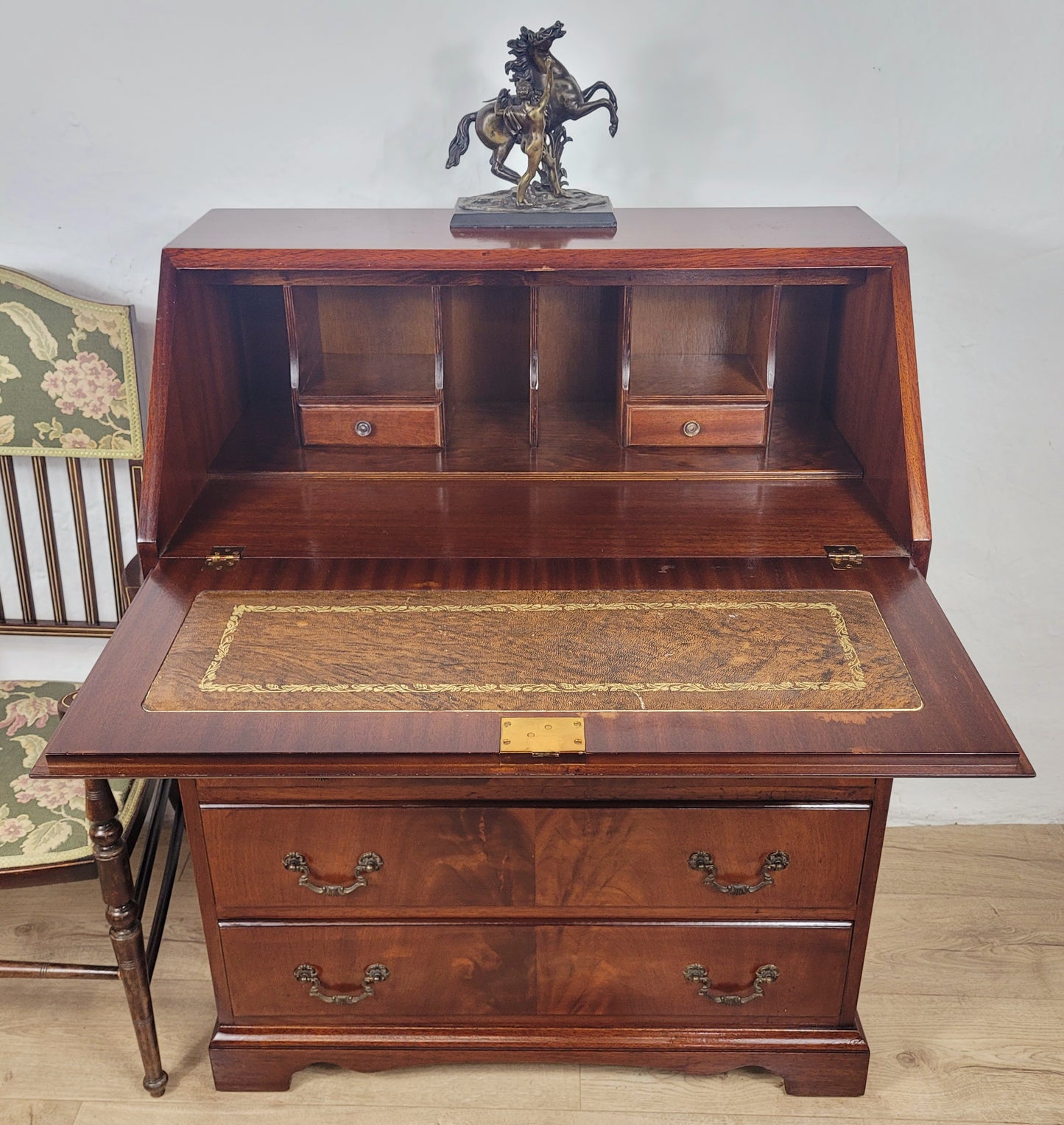 Vintage Writing Bureau Desk Lock & Key Mid Century Mahogany Delivery Available