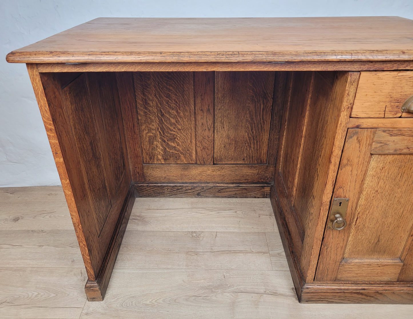 Vintage Single Pedestal Desk 1930s Oak Country Farmhouse Delivery Available