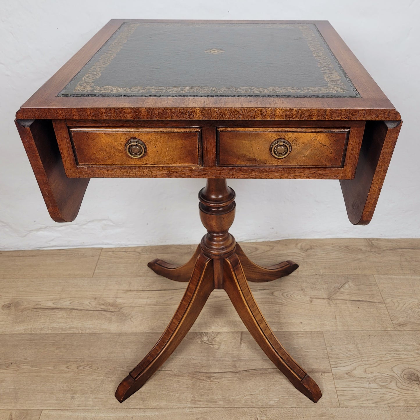 Bevan Funnell Side Table Drop Leaf Leather 1950s Reproduction Postage Available