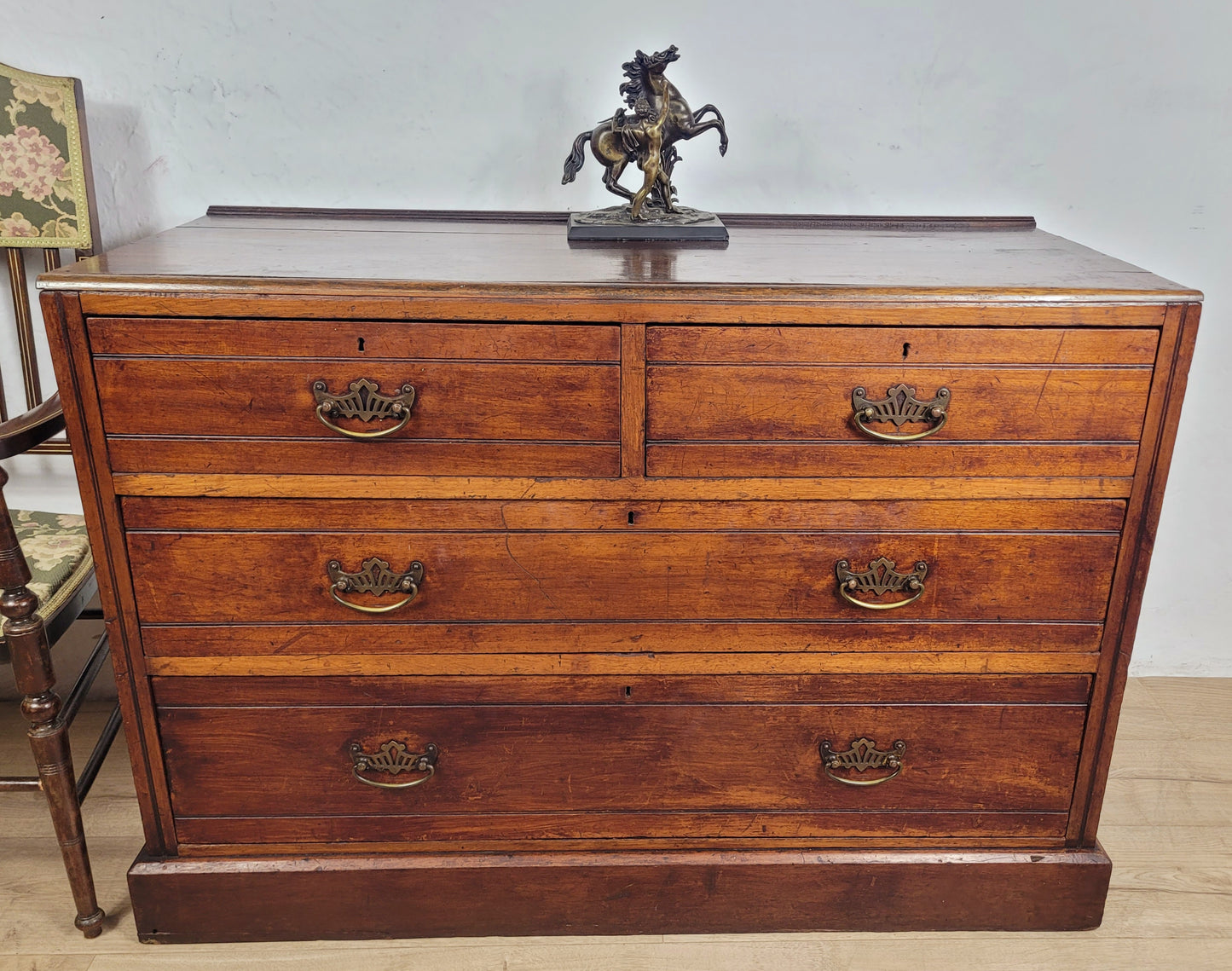 Edwardian Chest of Drawers 2 Over 3 Walnut 1910s Drop Handle Delivery Available
