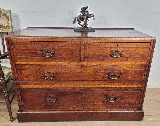 Edwardian Chest of Drawers 2 Over 3 Walnut 1910s Drop Handle Delivery Available
