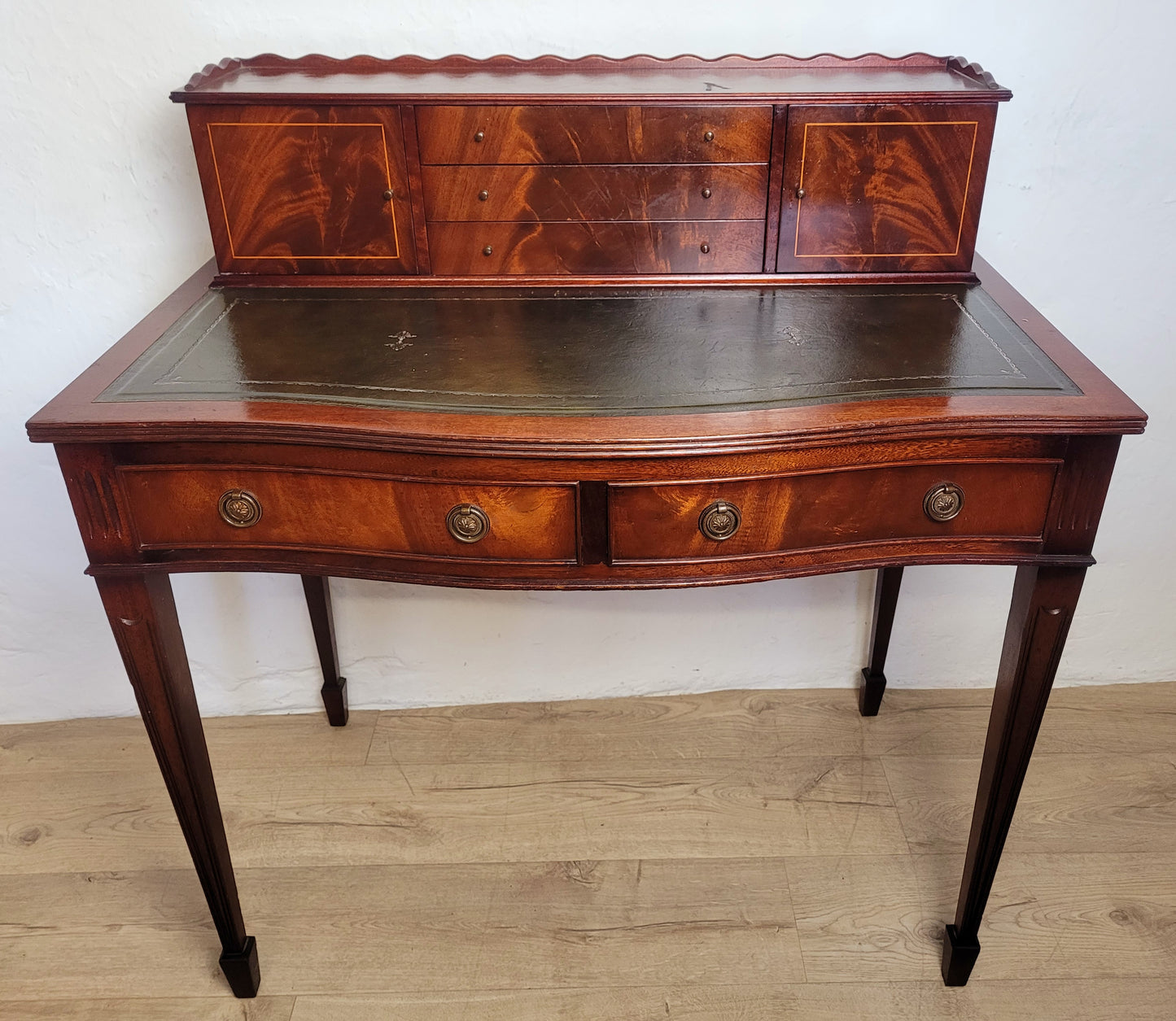 Vintage Ladies Writing Desk Bow Front Sheraton Style 1950s Delivery Available