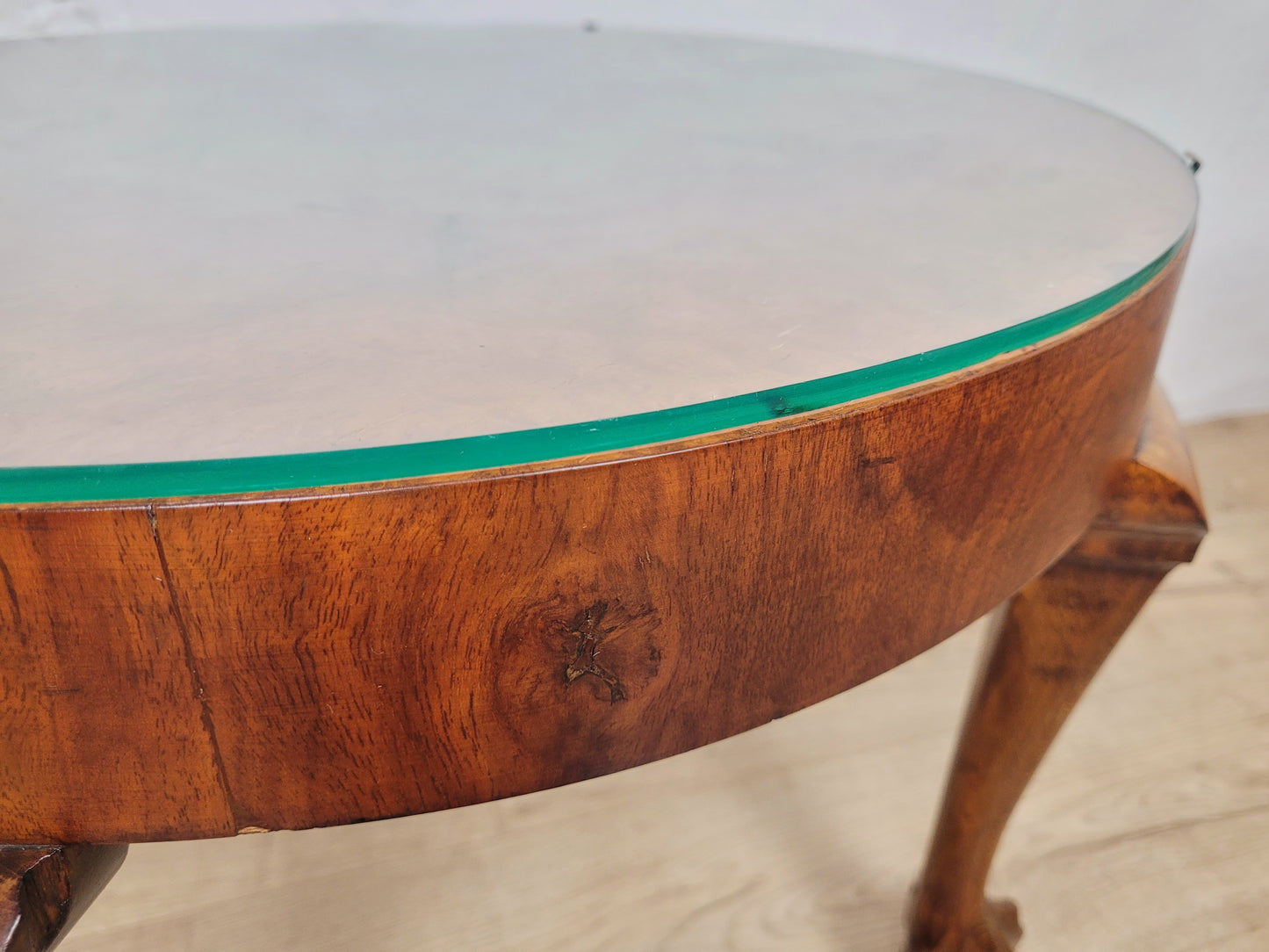 Walnut Circular Coffee Table Claw and Ball Vintage 1940s Postage Available
