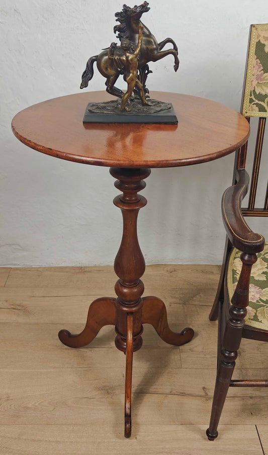 Victorian Tripod Side Table English Antique Mahogany Round Postage Available