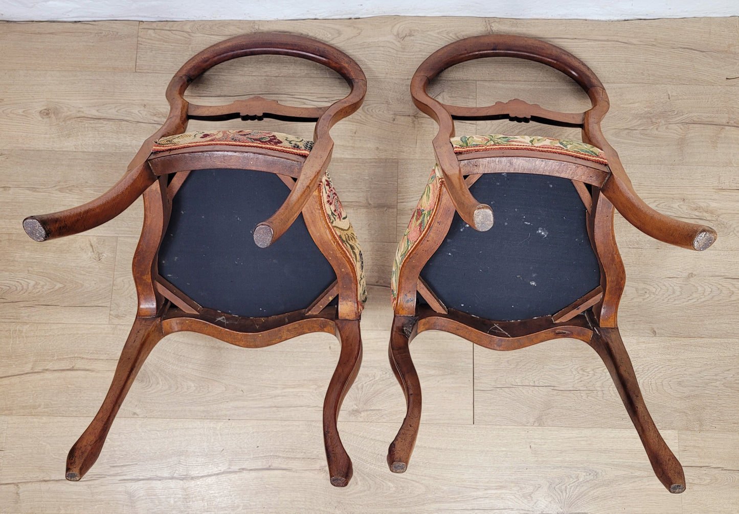 Victorian Balloon Back Chairs Antique Upholstered Cabriole Leg Postage Available