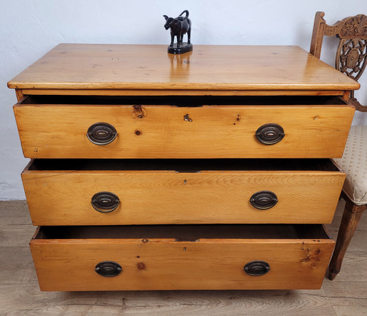 Victorian Chest of Drawers Pine 3 Drawer Drop Handles 19th-C Delivery Available