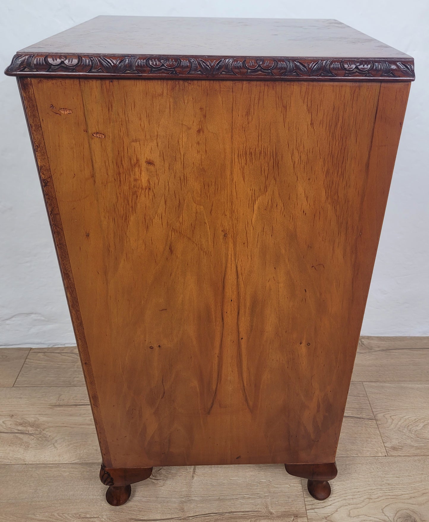 Vintage Bedside Cabinet Walnut Shell Carvings Mid 20th-Century Postage Available