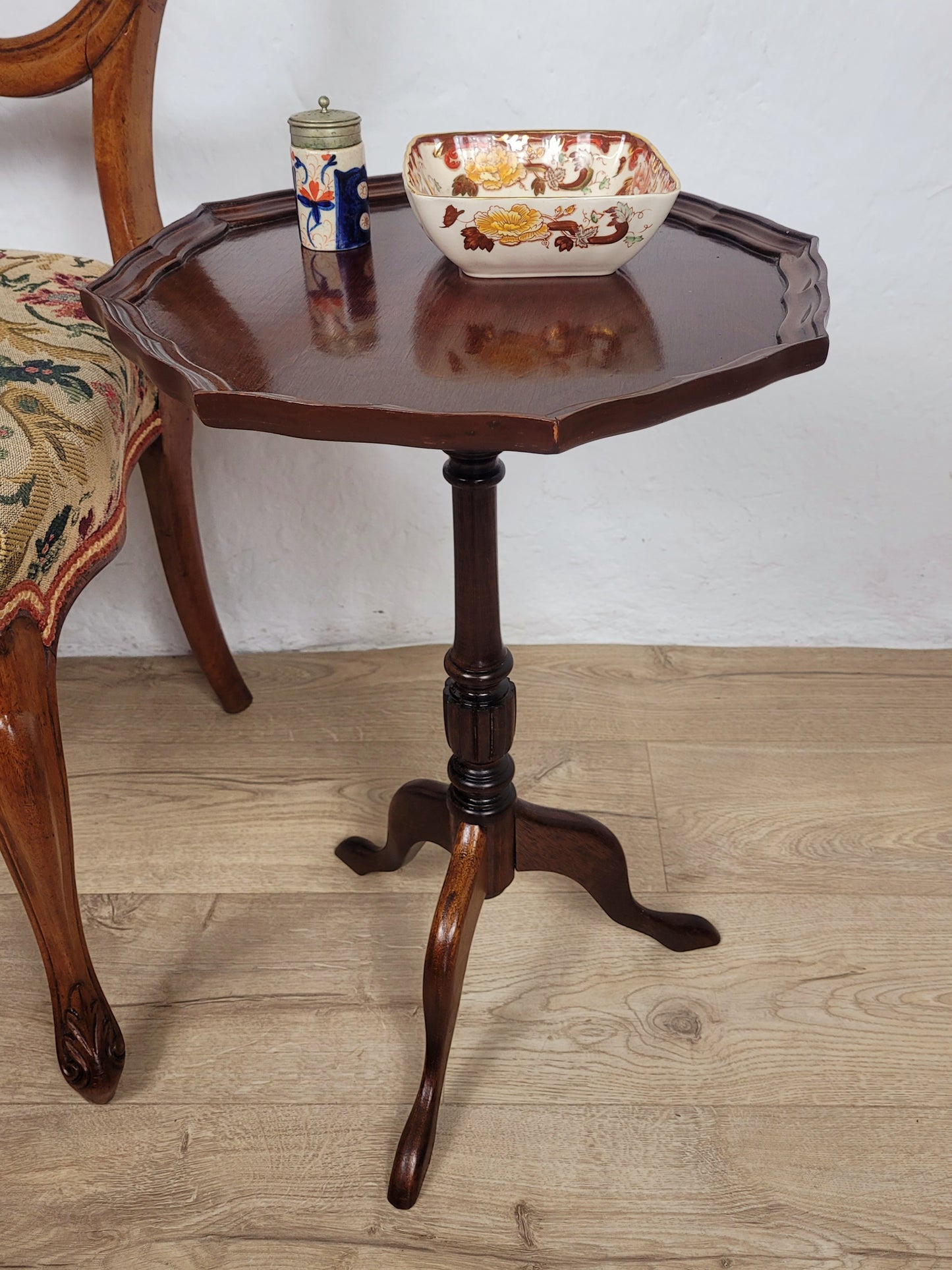 Piecrust Tripod Wine Table Octagonal Fluted Leg Vintage Postage Available