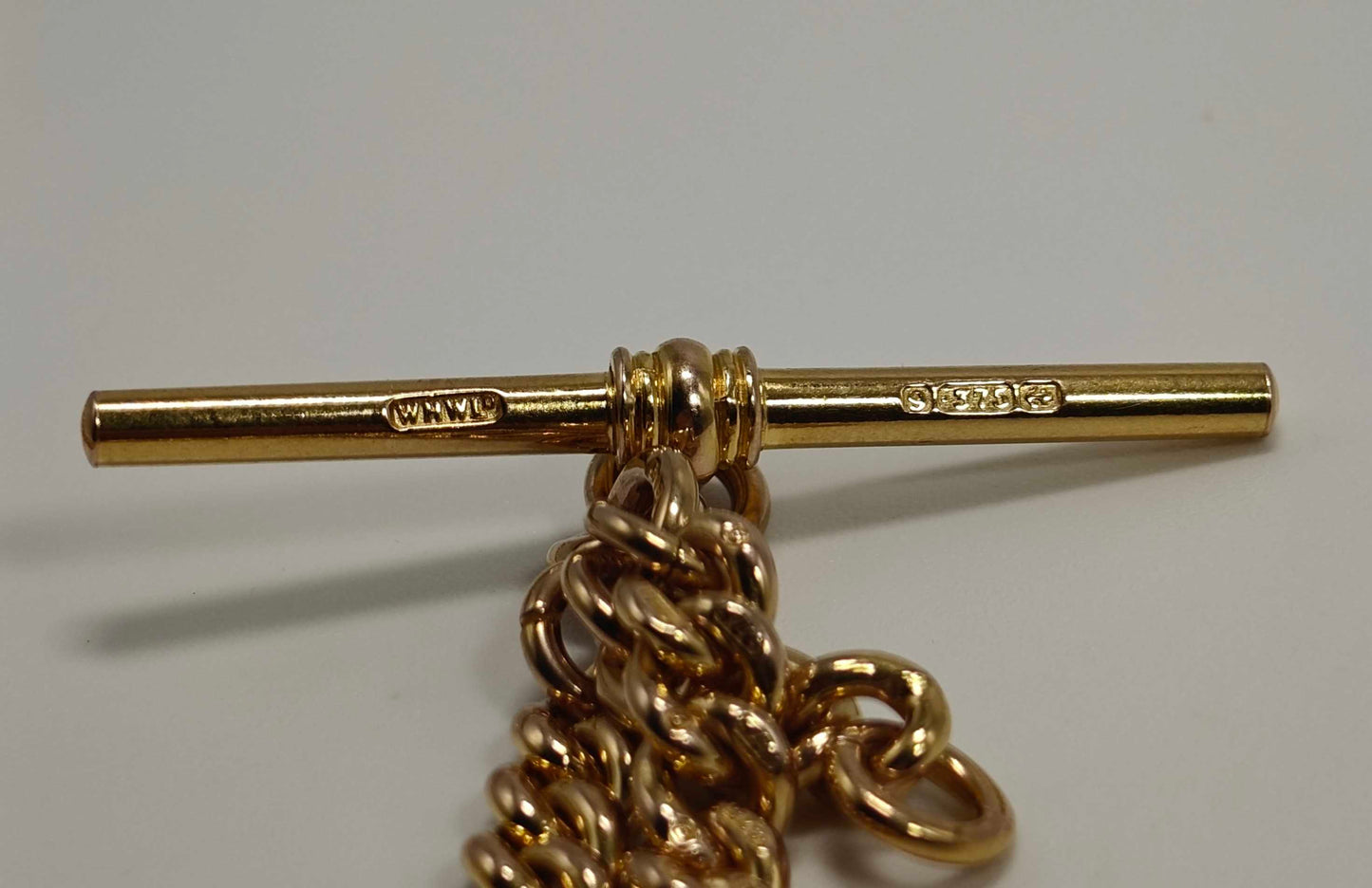 9ct Gold Albert Chain Signed WHWLD 375 Dog Clasp T-Bar Antique Postage Available