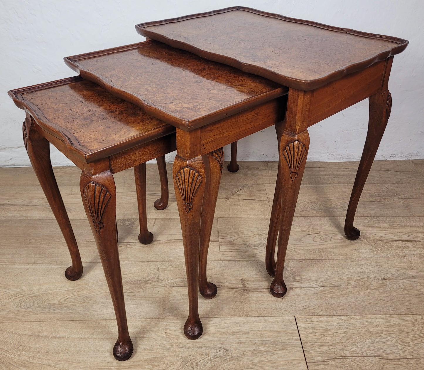 Victorian Nest Of Tables Walnut Shell Knee Carved 19thC Postage Available