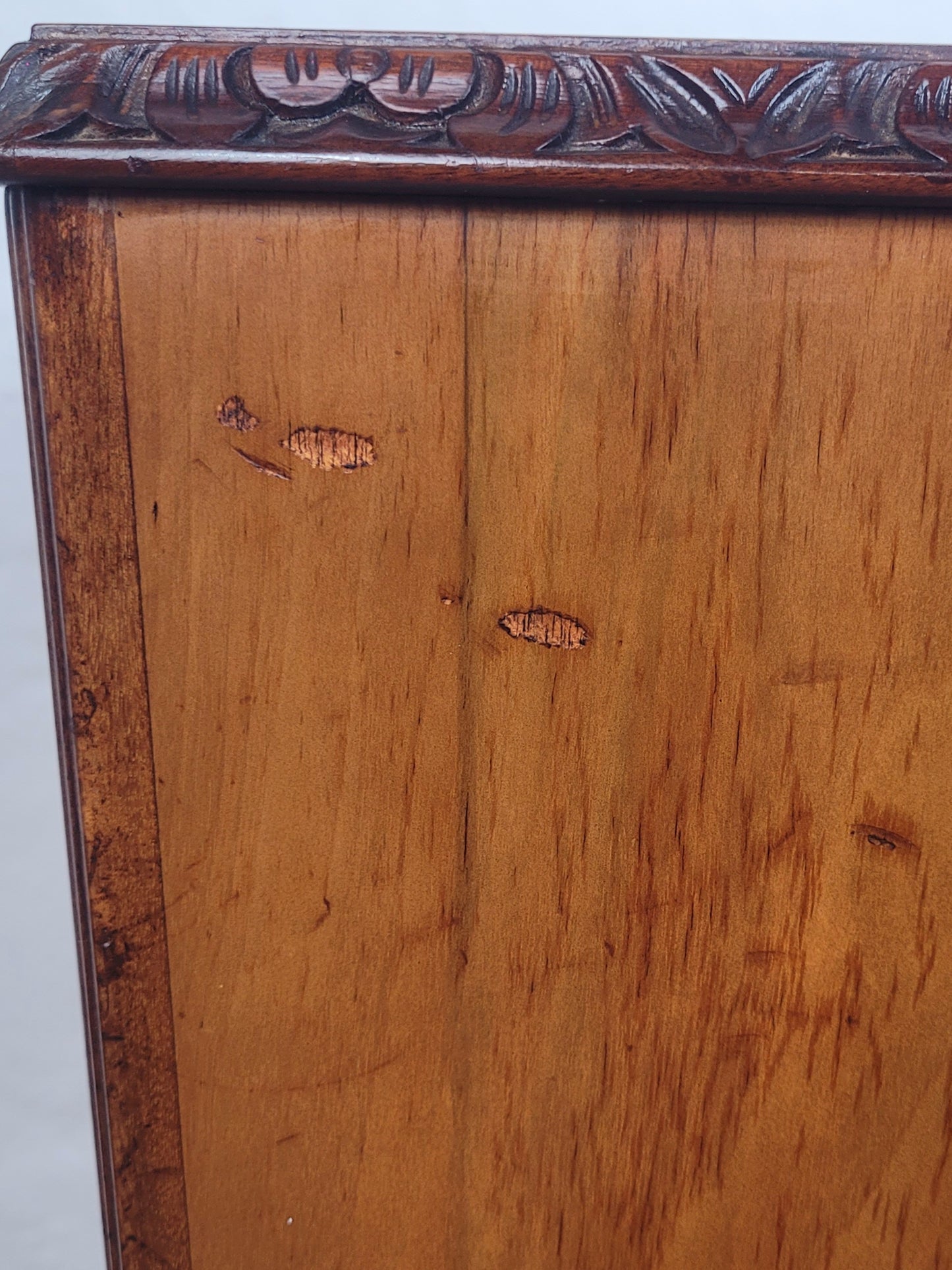 Vintage Bedside Cabinet Walnut Shell Carvings Mid 20th-Century Postage Available