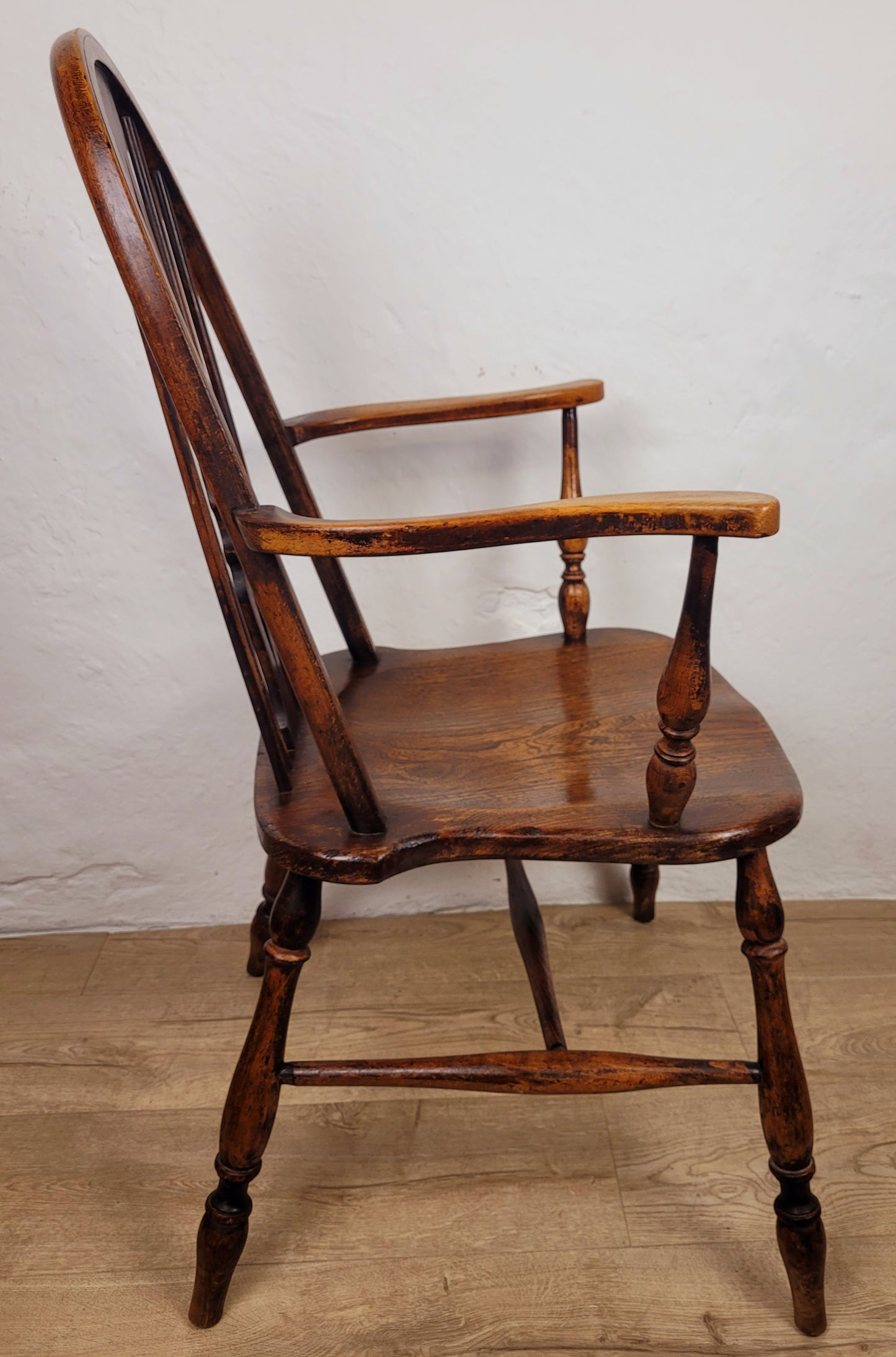 Vintage Kitchen Armchair Elm Farmhouse Country Pierced Back Postage Available