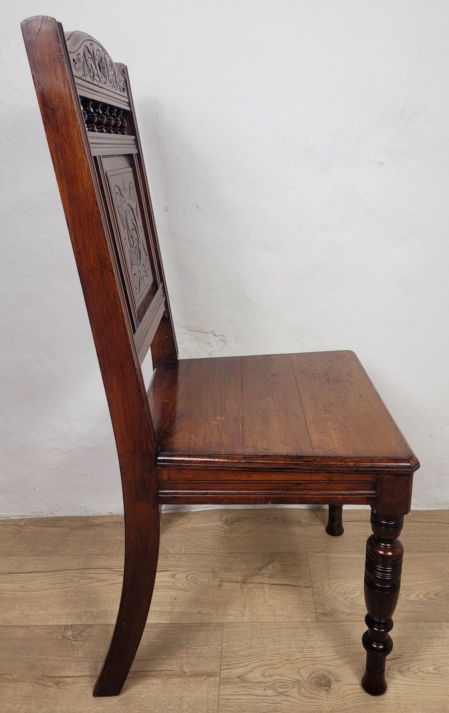 Victorian Kitchen Chair Elm Carved Panel Back 19thC Antique Postage Available