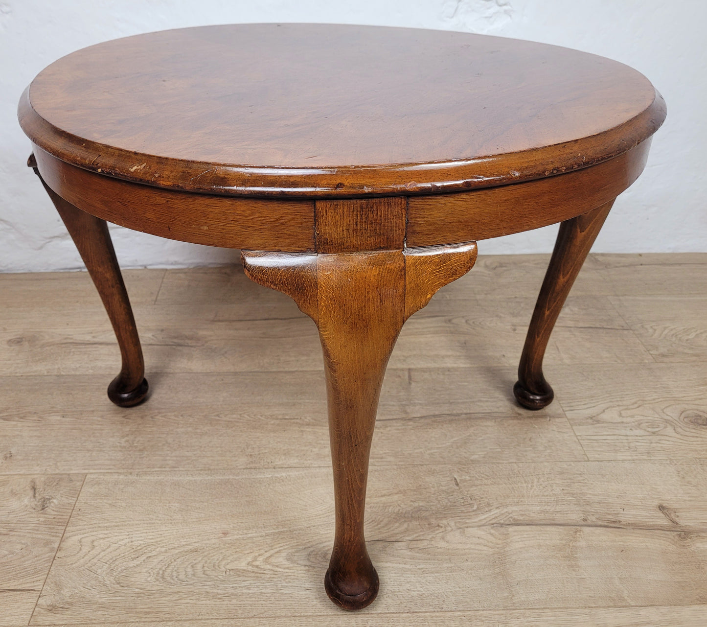 Walnut Coffee Table Side Circular Cabriole Mid Century 1940s Postage Available