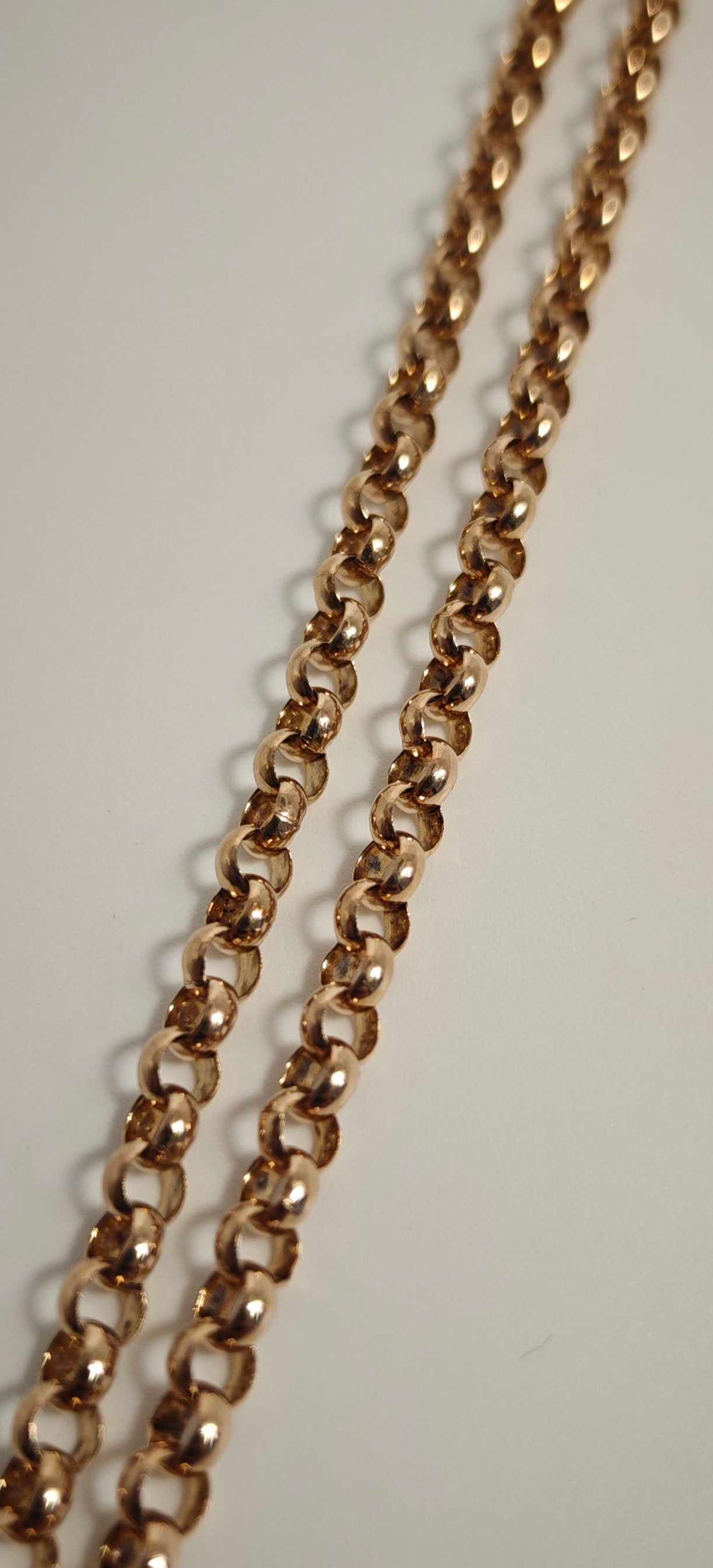 9ct Gold Belcher Necklace Chain 27.2g Albert Dog Clip 26.5" Vintage With Postage