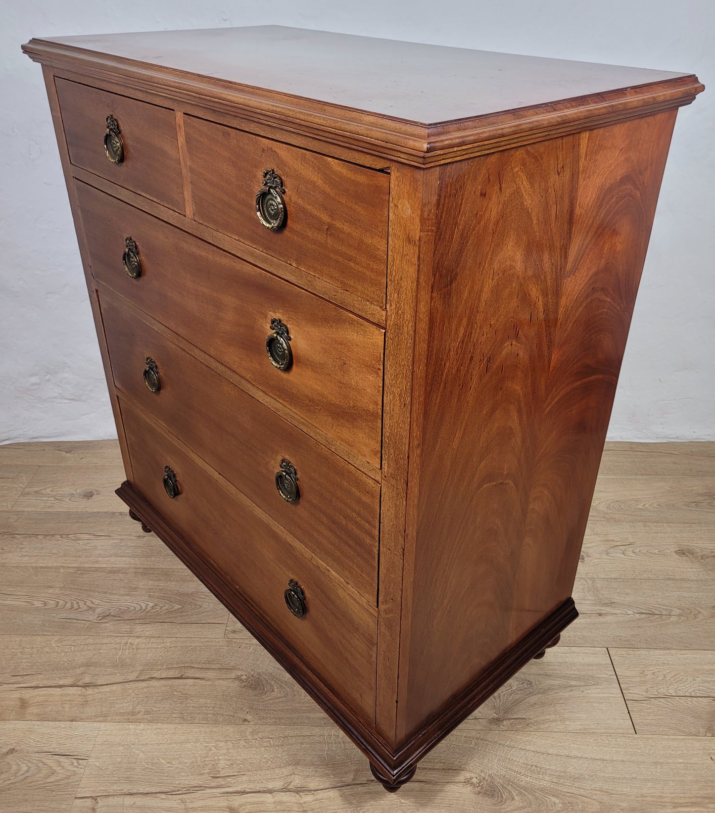 Edwardian Chest of Drawers 2 Over 3 1910s Drop Handle Antique Delivery Available