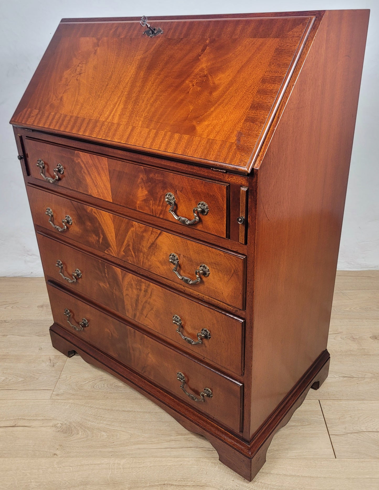 Vintage Writing Bureau Desk Lock & Key Mid Century Mahogany Delivery Available