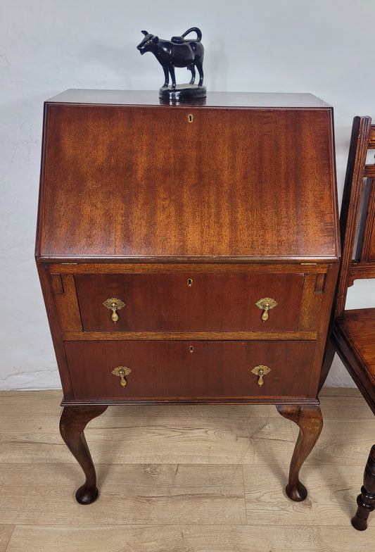 Vintage Writing Desk Bureau Leather 1930s Cabriole Legs Delivery Available