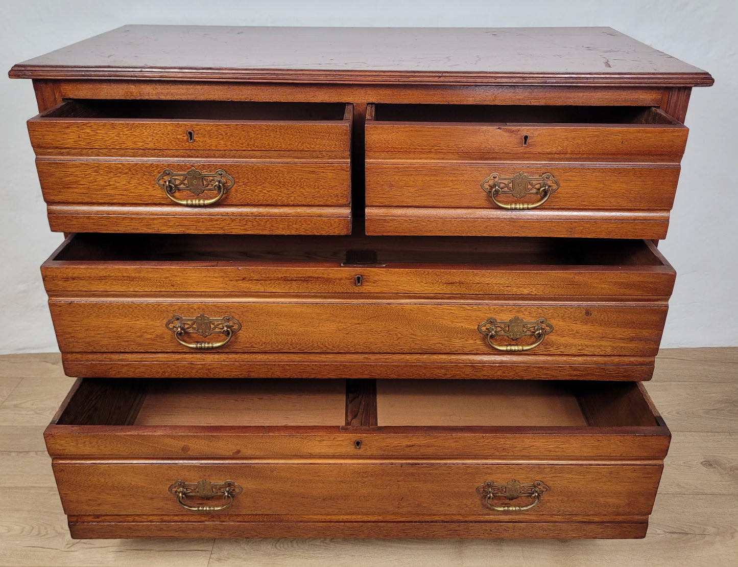 Edwardian Chest of Drawers Walnut 2 Over 3 1910s Drop Handles Delivery Available