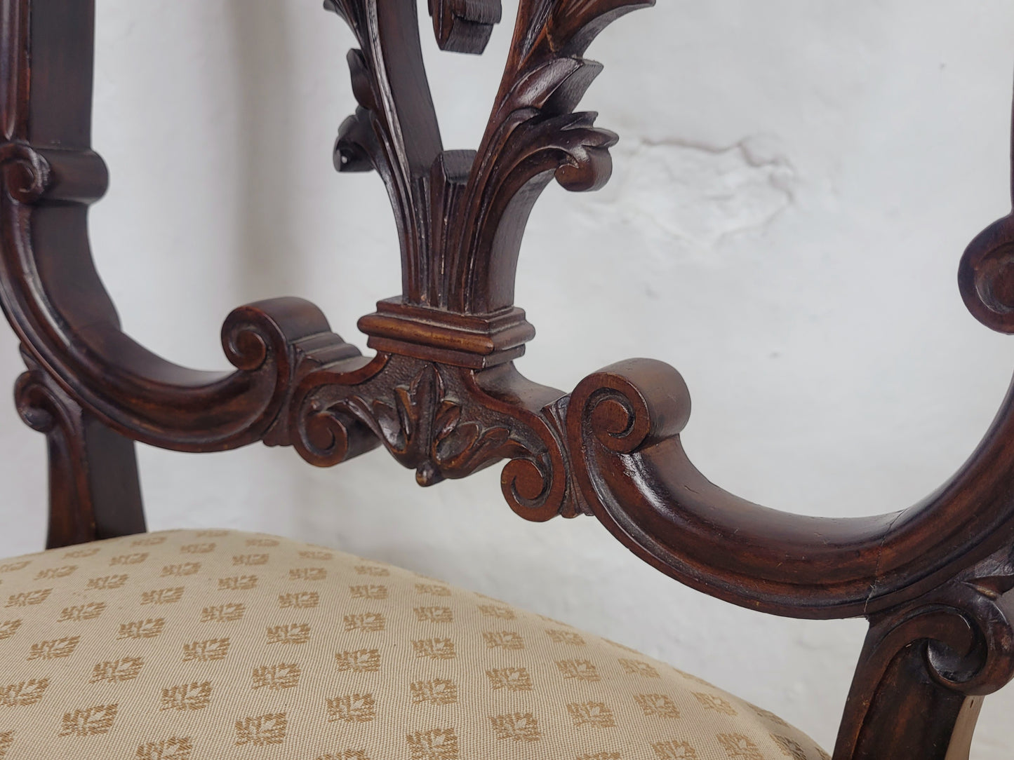 Victorian Nursing Chairs Carved Pierced Foliate Upholstery 19C Postage Available