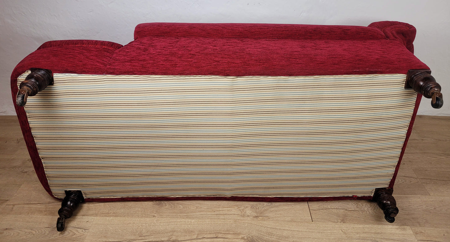 Victorian Chaise Lounge 19th Century Red Upholstered Antique Delivery Available