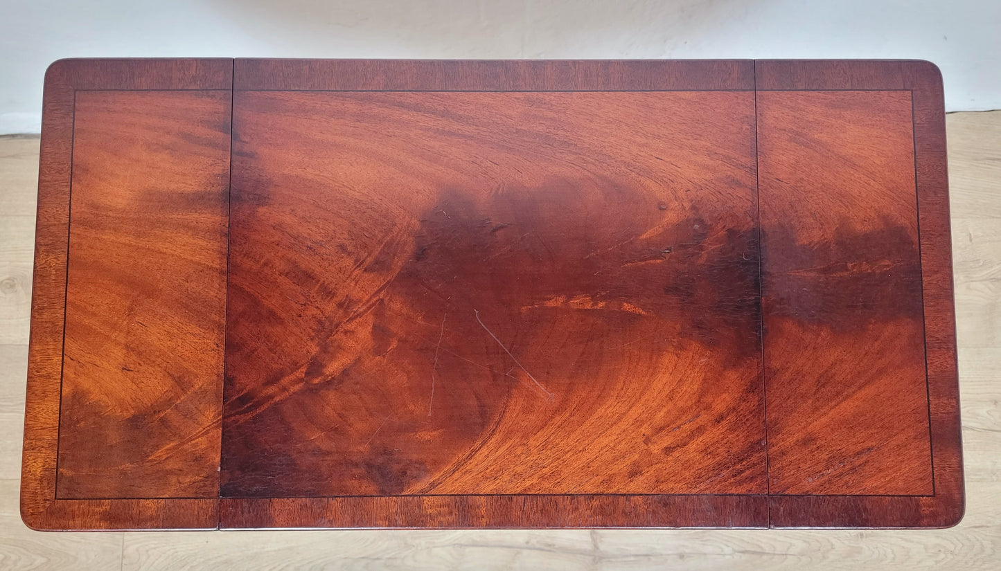 Drop Leaf Side Table Antique Style Castors Mahogany 1950s Postage Available