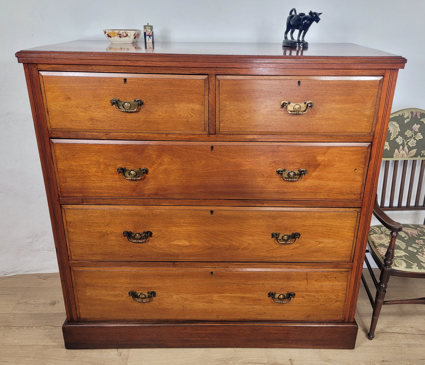 Victorian Chest of Drawers Walnut 2 Over 3 1900s Drop Handles Delivery Available