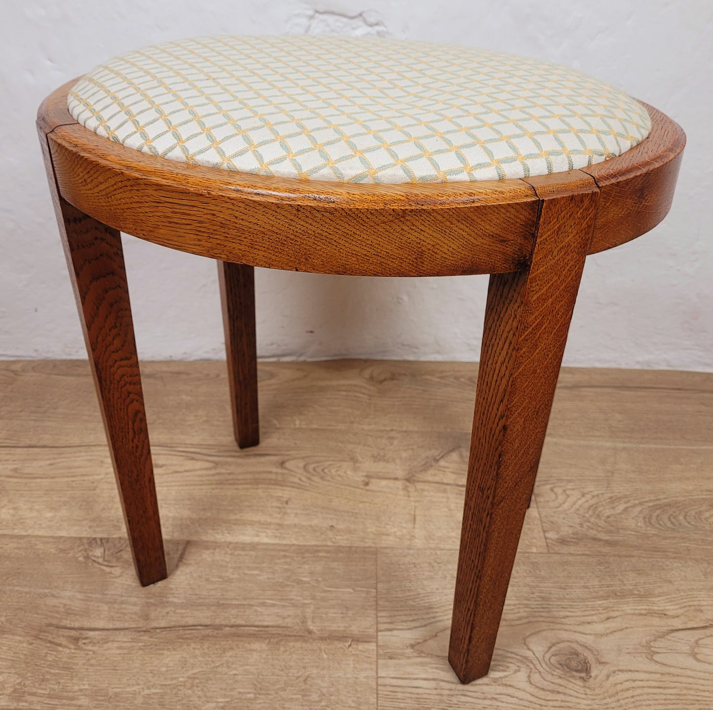 Oak Oval Pale Stool Upholstered Antique Postage Available