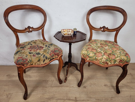 Victorian Balloon Back Chairs Antique Upholstered Cabriole Leg Postage Available