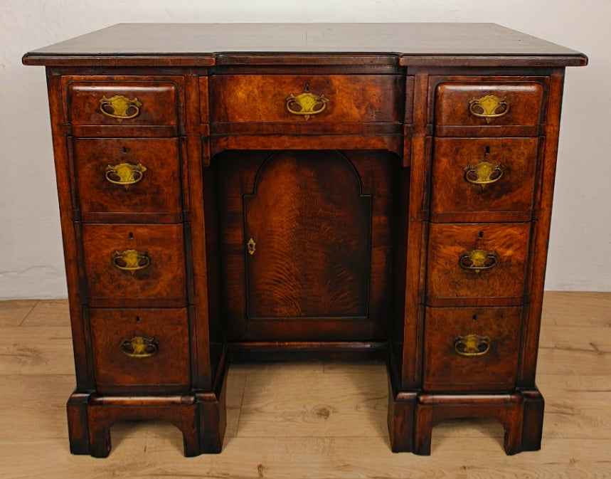Knee Hole Writing Desk Walnut Key & Lock 18th-Century Style Delivery Available