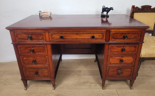 Maple & Co Writing Desk Victorian Knee Hole Castors Drawers Delivery Available