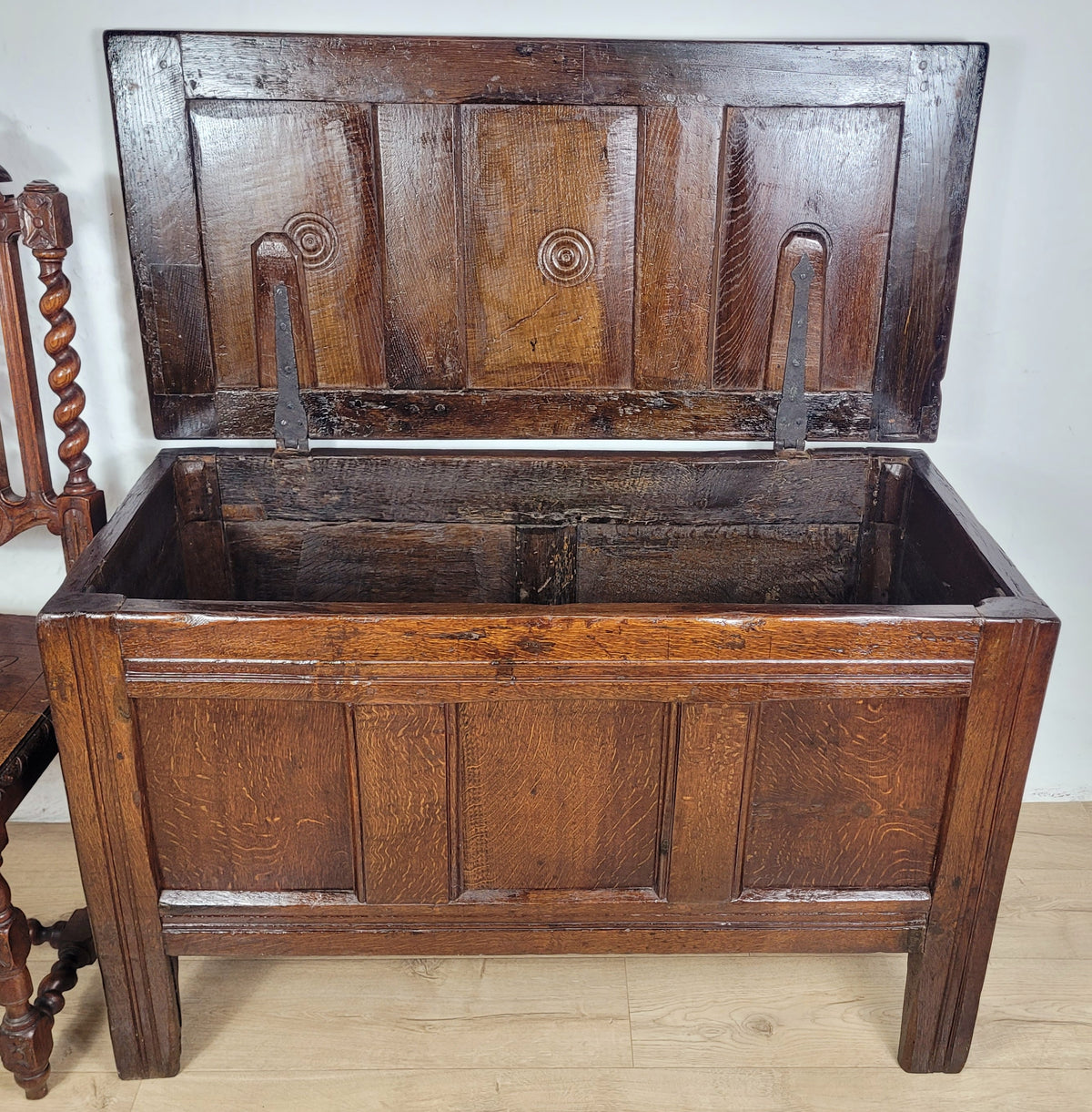 Georgian Coffer Chest Oak 19thC Bullseye English Country Delivery Available