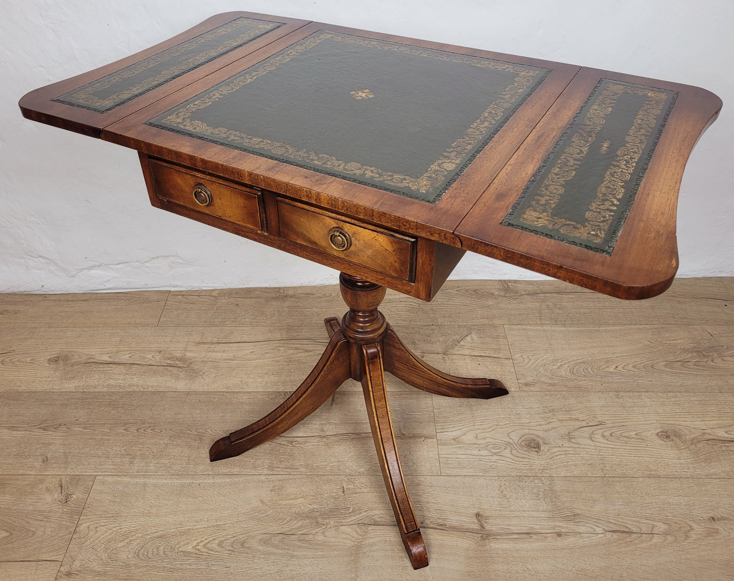 Bevan Funnell Side Table Drop Leaf Leather 1950s Reproduction Postage Available