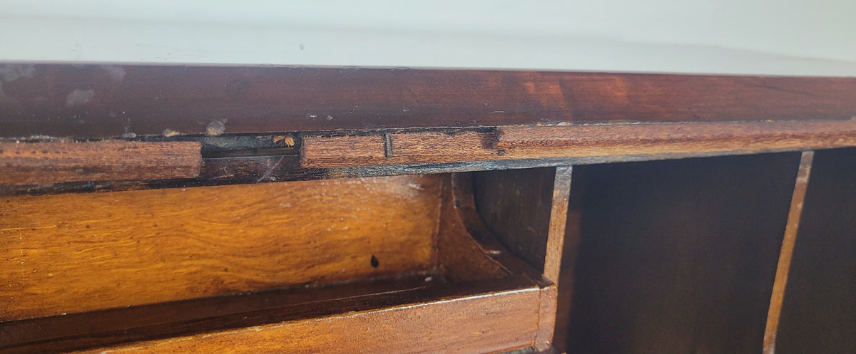 Vintage Writing Bureau Desk Teak Leather Mid 20th-C 1930s Delivery Available