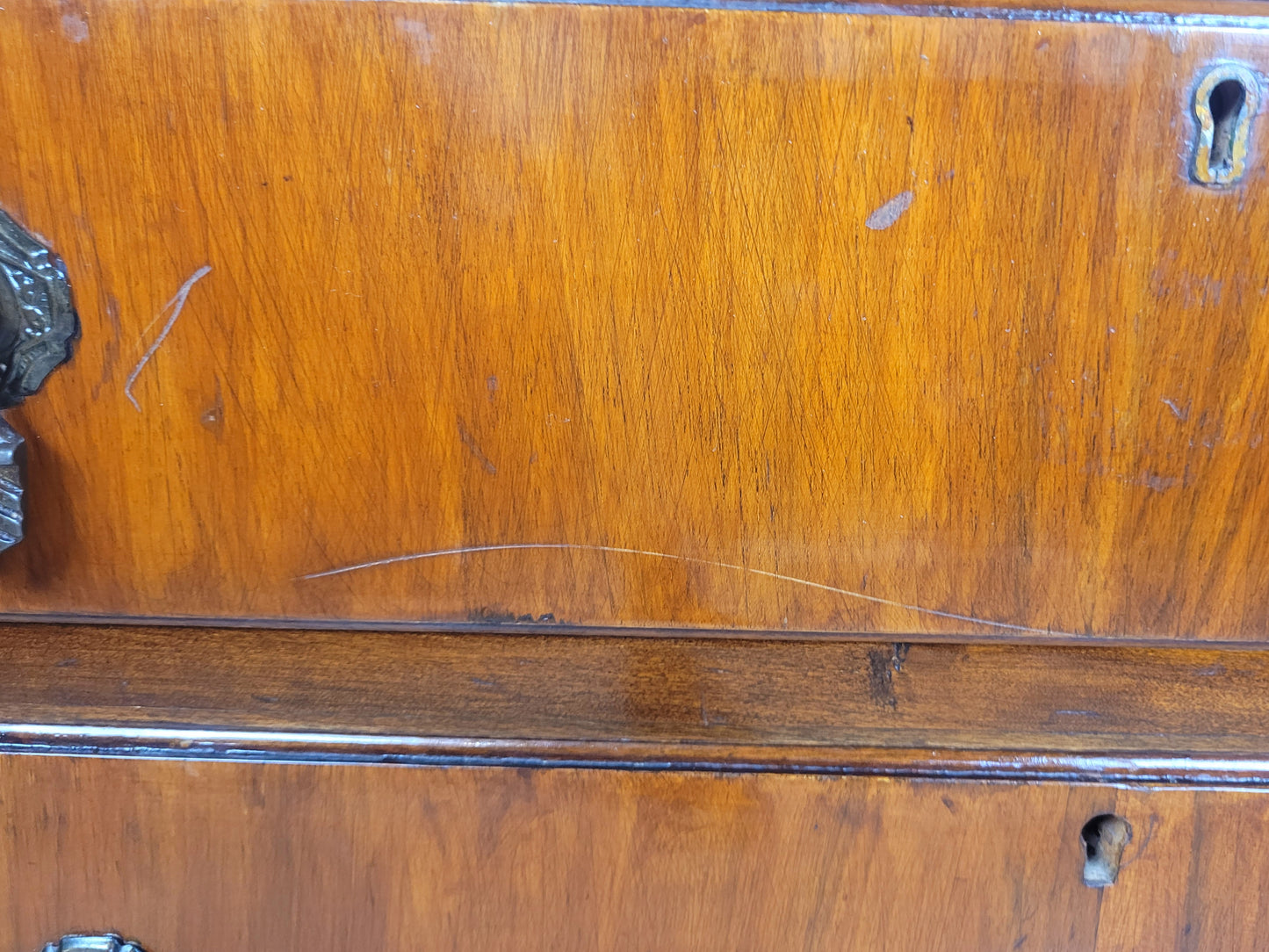Vintage Writing Bureau Desk Teak Leather Mid 20th-C 1930s Delivery Available