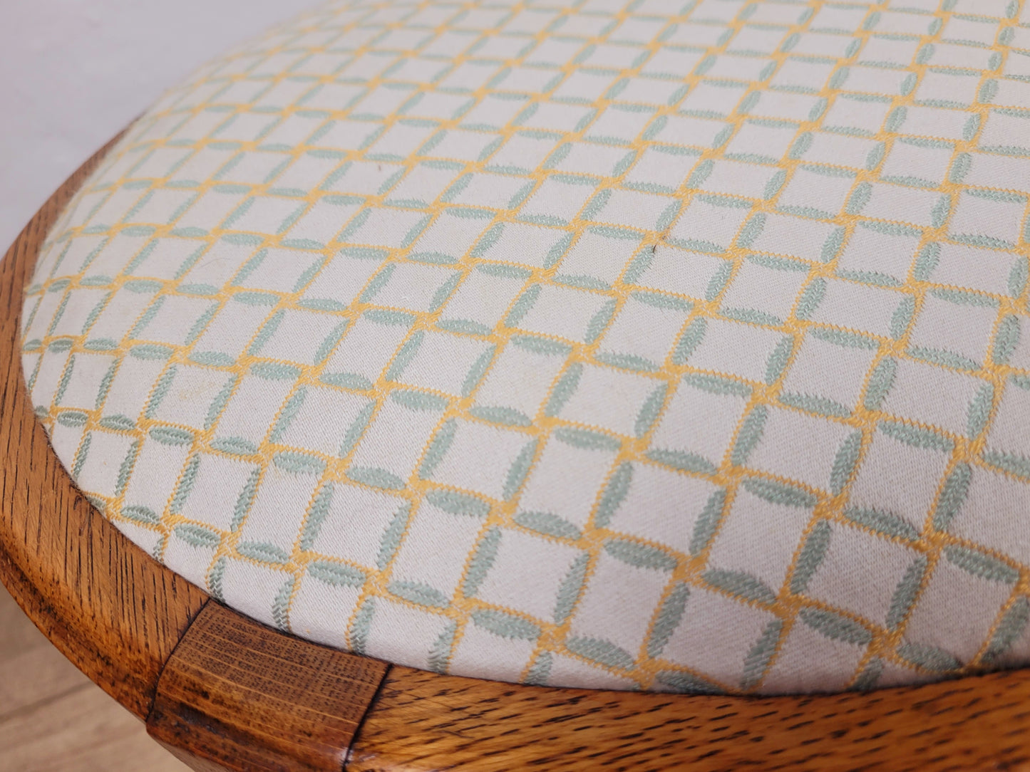 Oak Oval Pale Stool Upholstered Antique Postage Available