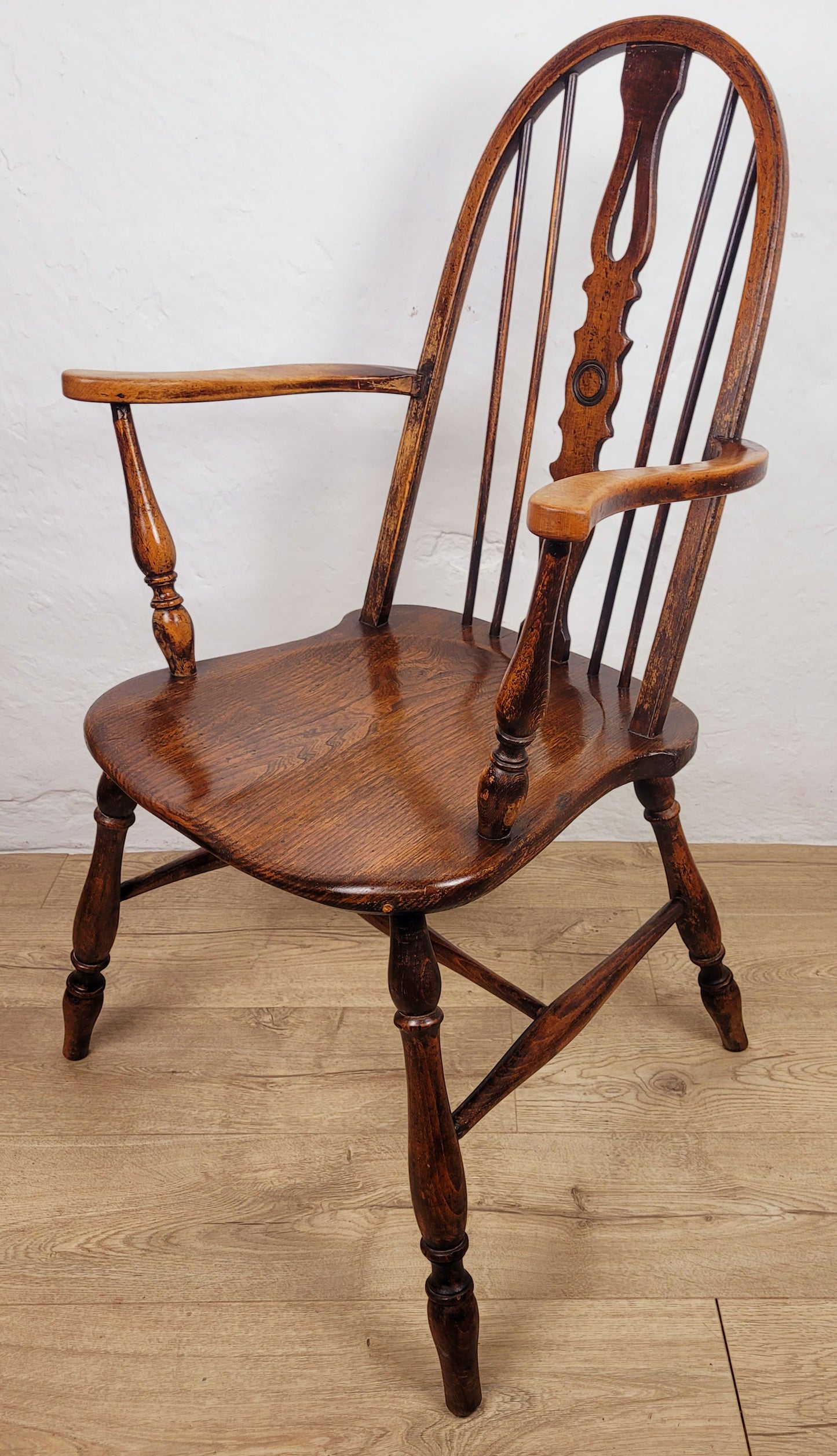 Vintage Kitchen Armchair Elm Farmhouse Country Pierced Back Postage Available