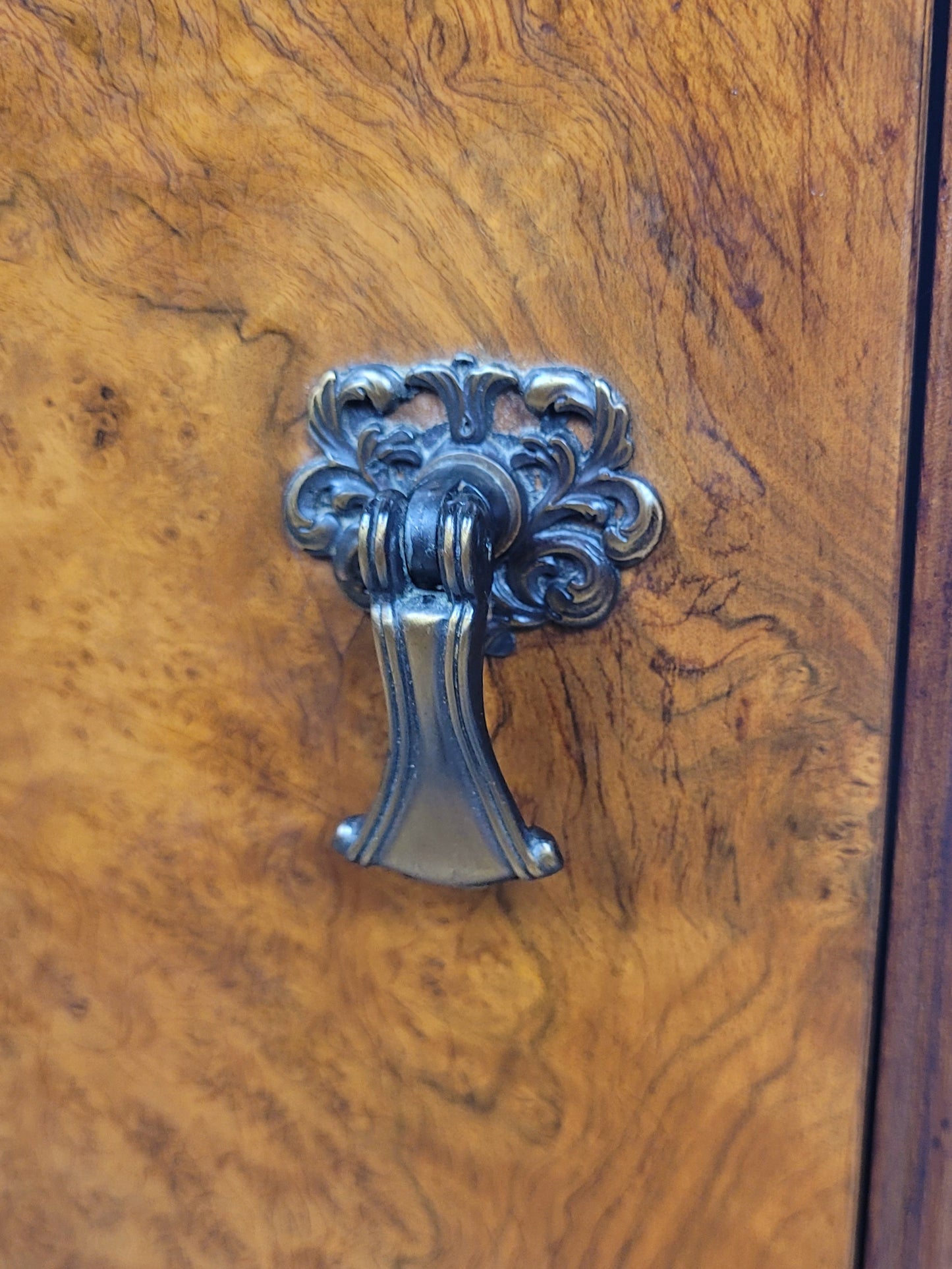 Vintage Bedside Cabinet Walnut Shell Carvings Mid 20th-Century Postage Available