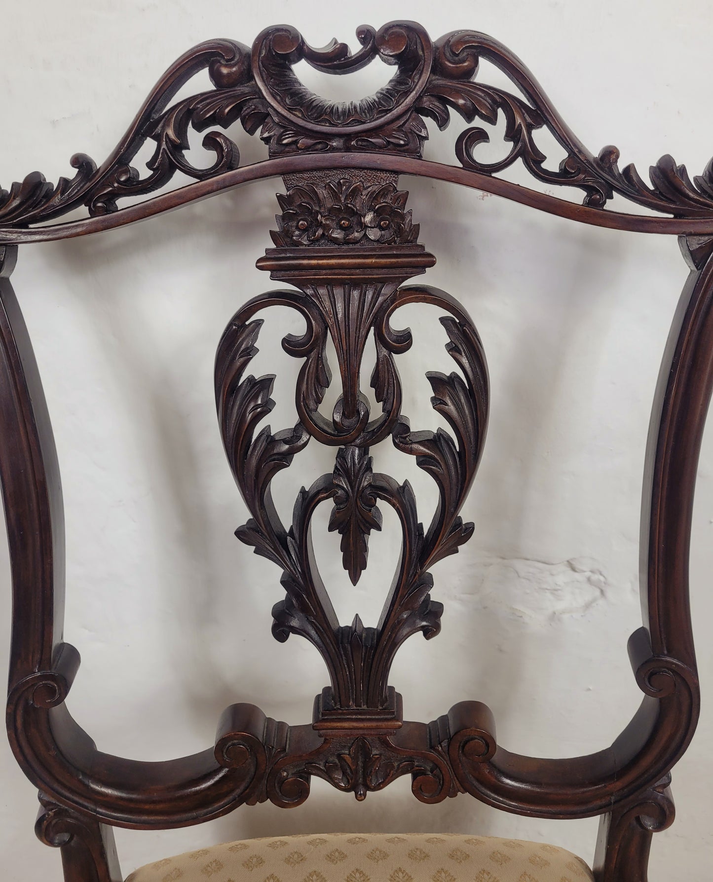 Victorian Nursing Chairs Carved Pierced Foliate Upholstery 19C Postage Available