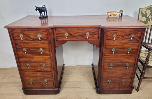 Victorian Writing Desk Knee Hole English 1890 Mahogany Antique Delivery Available
