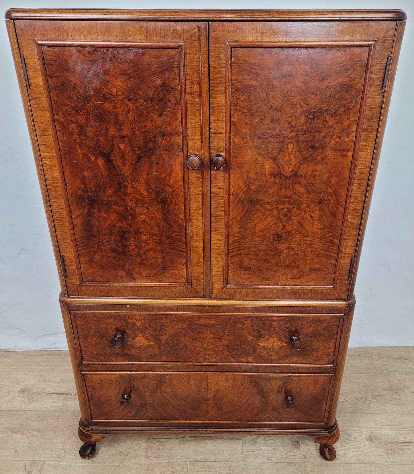 Walnut Tallboy Dresser Cabinet Linen Storage Vintage 1930s Delivery Available
